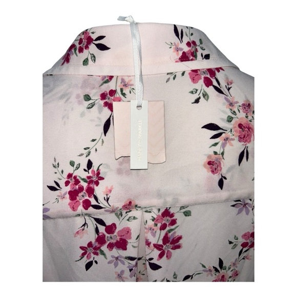 Candies Long Sleeve Pink, Purple, Green Burgundy Floral Size M Button-Up Blouse - Picture 2 of 10